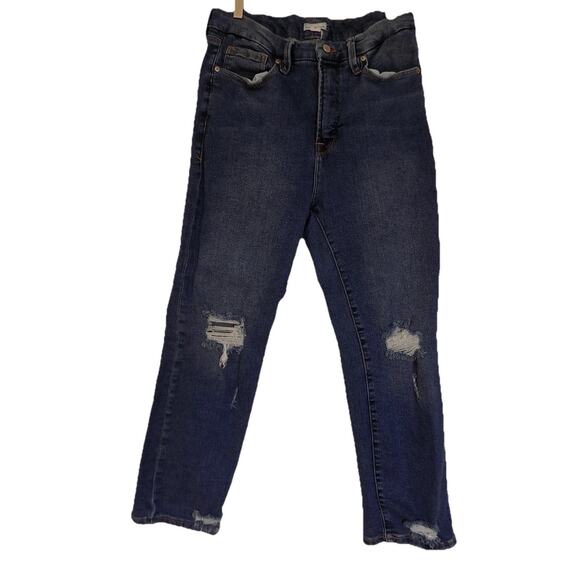 Good American Denim - Good American straight leg distressed jeans high waist size 16